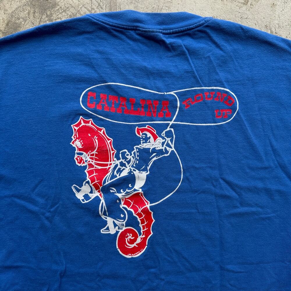 Vintage 1997 Hanes Beefy-T Catalina Round Up Seahorse Cowboy Graphic T-Shirt